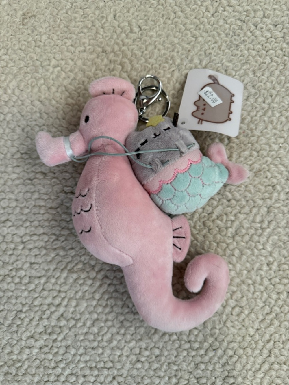 Pusheen- Pink Seahorse & Pusheen Mermaid Plush Keychain